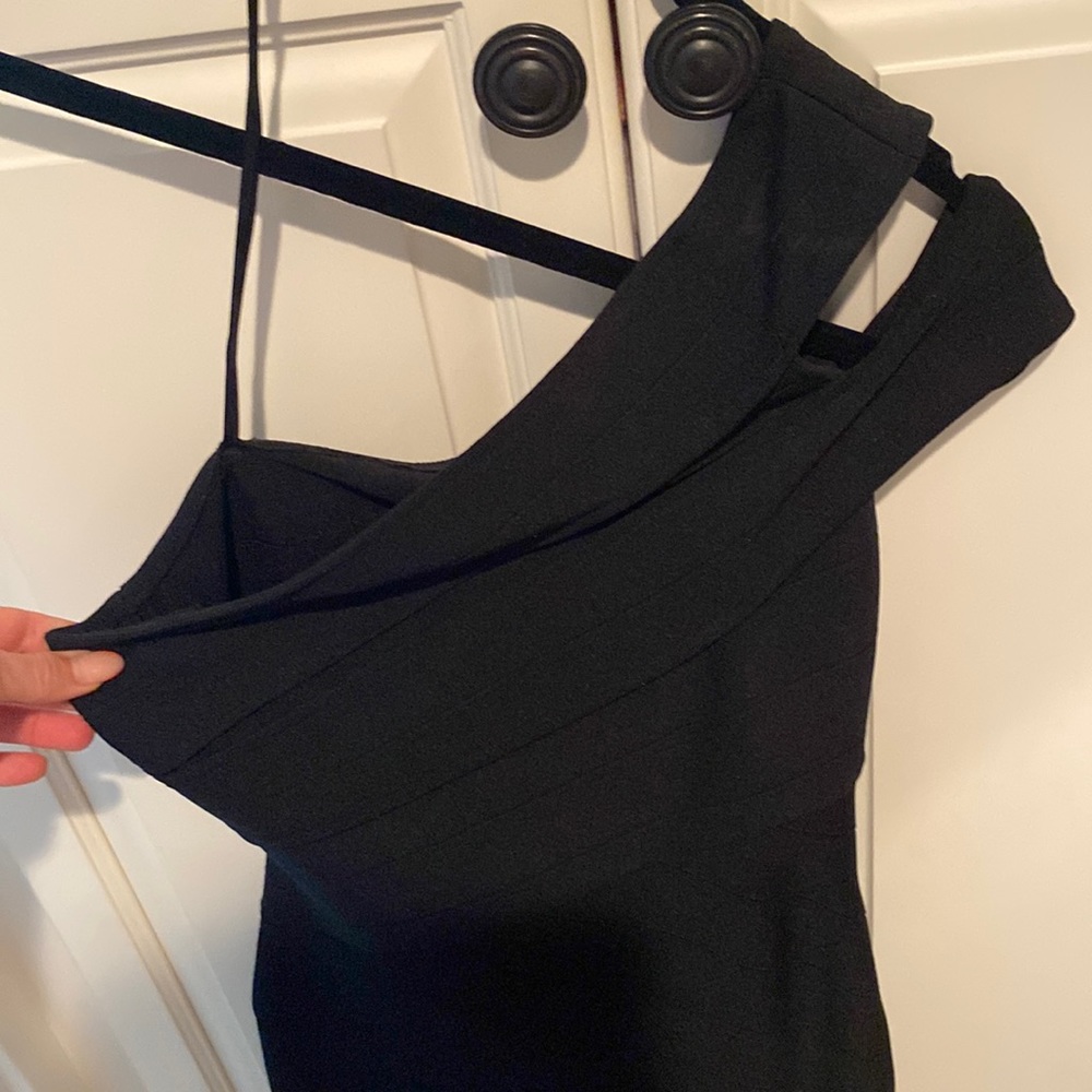 Adrianna Papell Black Midi Bandage Dress